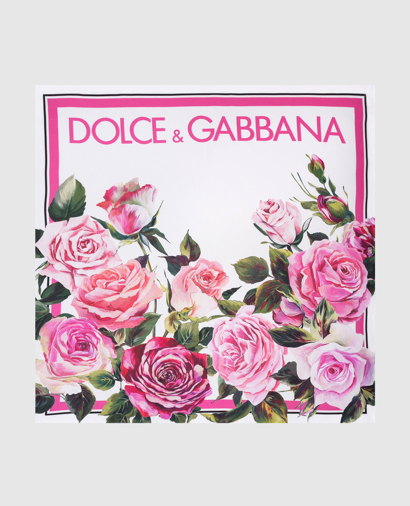 

White silk scarf with rose print Dolce&Gabbana