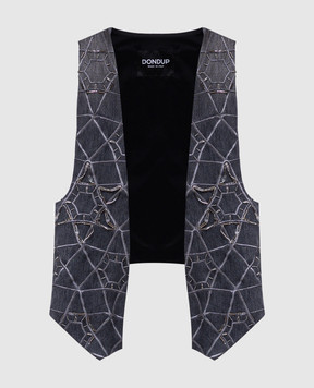 Dondup Gray vest with embroidery DJ689DF0277DIR3P