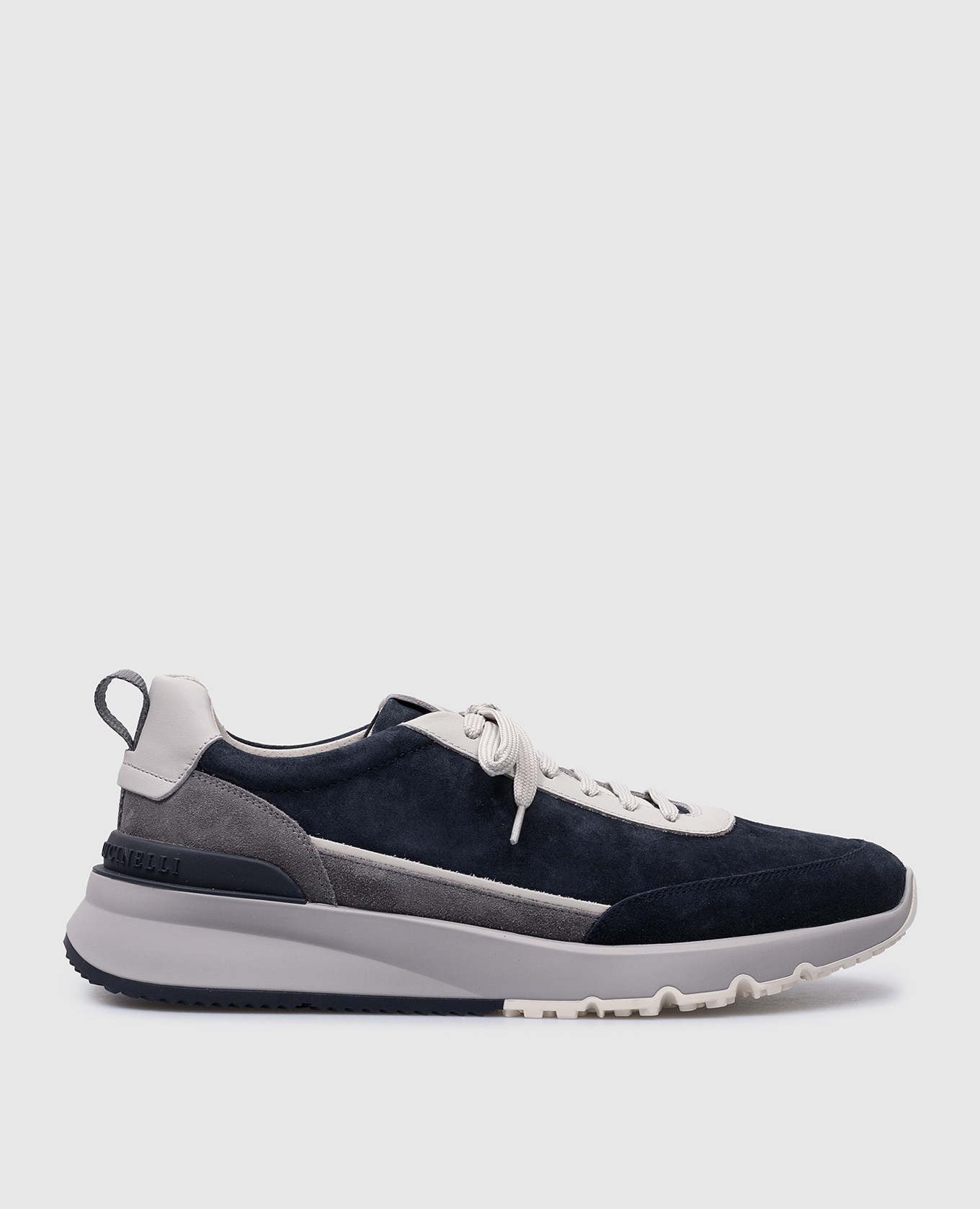 Blue suede sneakers with logo brunello cucinelli