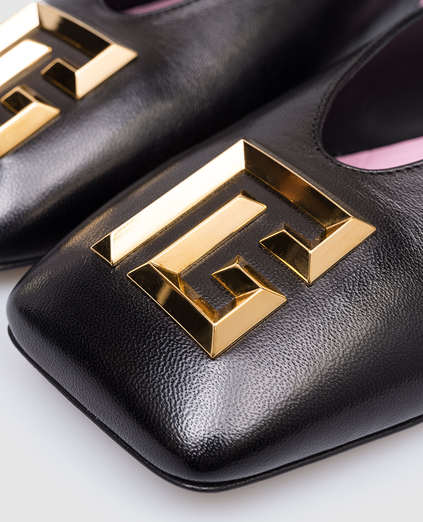Black leather slingbacks with metal monogram Balmain 4