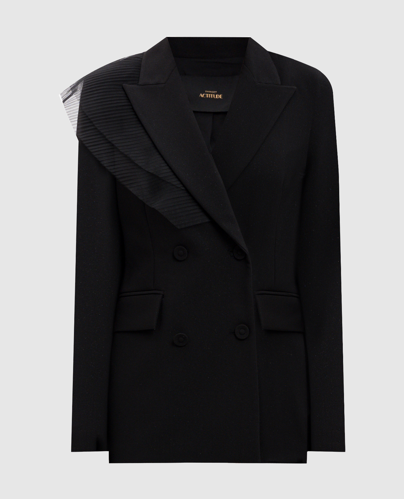 Black double-breasted jacket with lurex twinset actitude