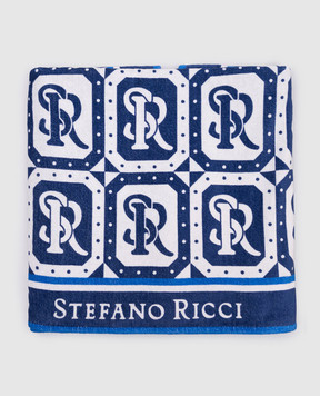 Stefano Ricci Blue towel with monogram logo print YTELM03SPSR03
