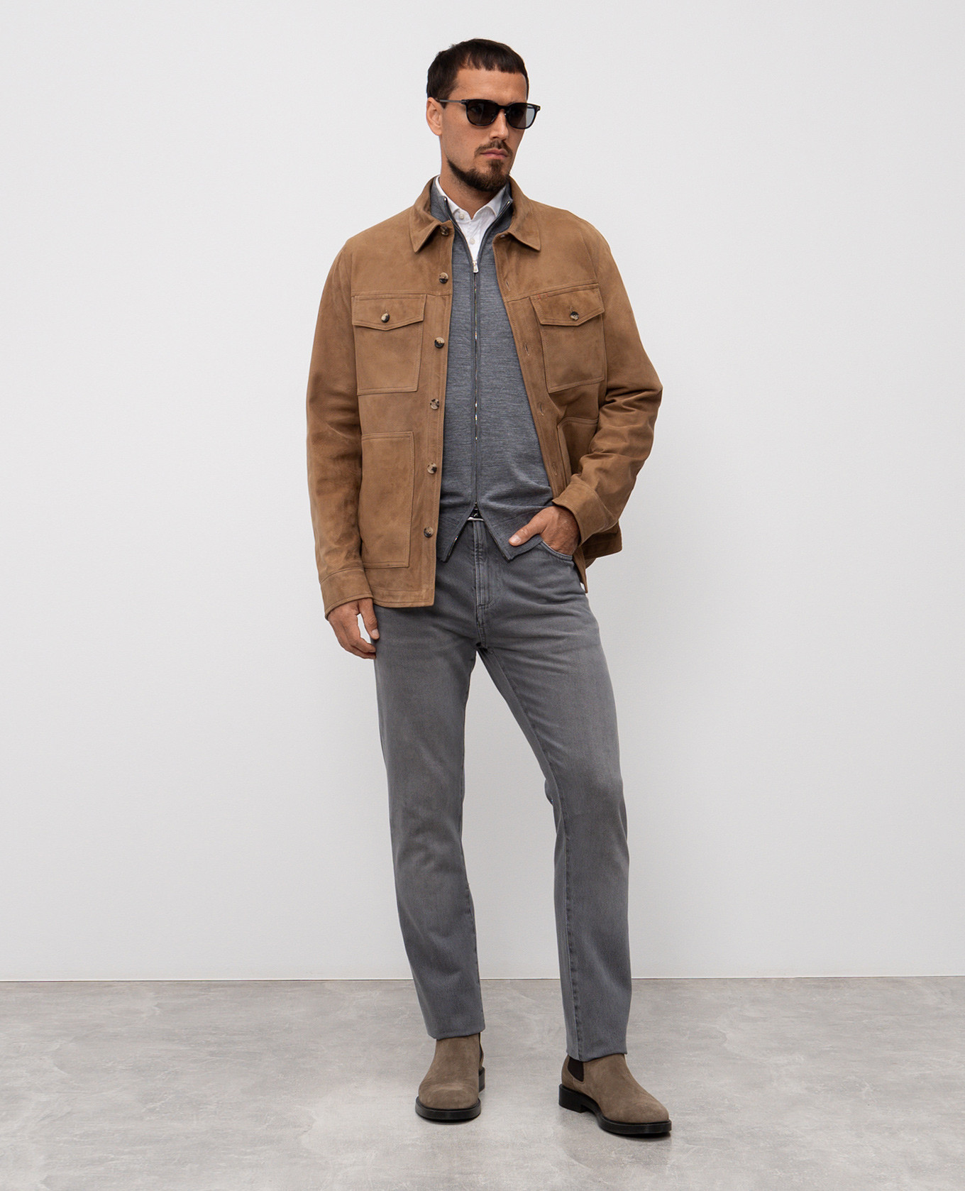 

Beige nubuck shirt jacket ISAIA