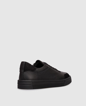 Stefano Ricci Black leather sneakers with logo UV23G6532SDPVDV