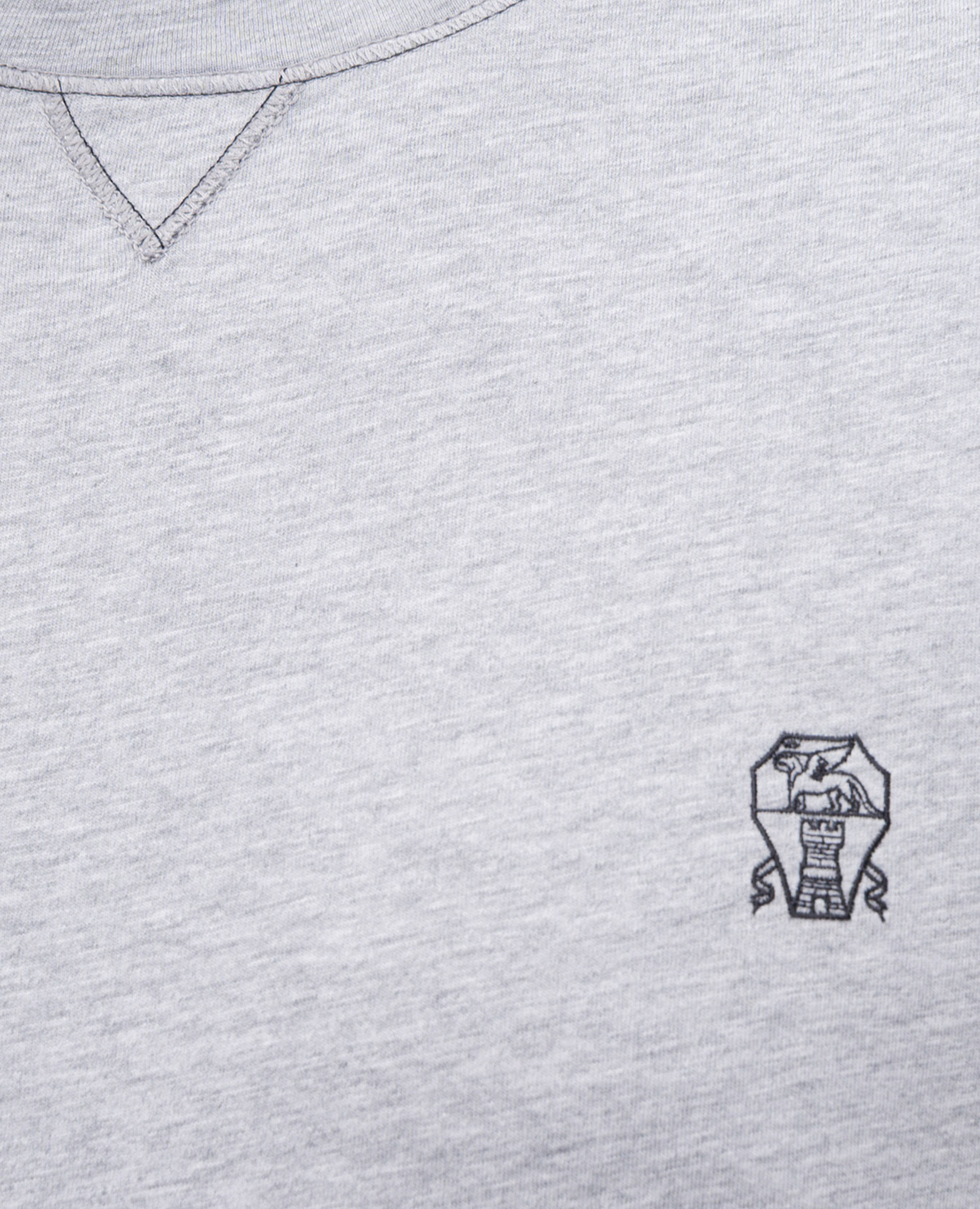 

Grey melange T-shirt with embroidered emblem Brunello Cucinelli