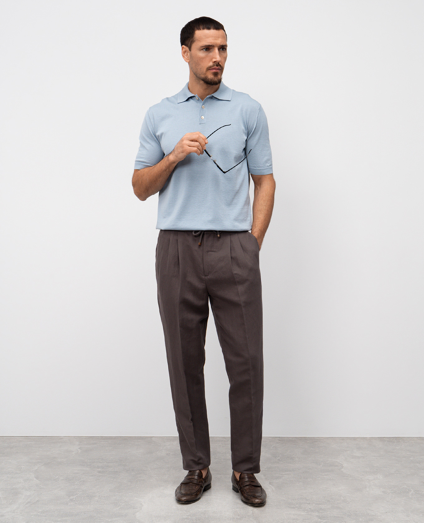 

Blue silk polo with logo Agnona, Light blue