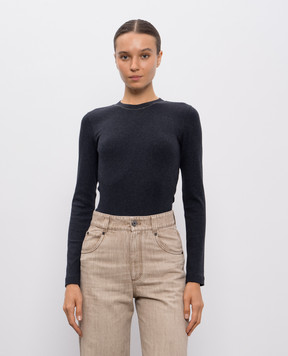 Brunello Cucinelli Gray longsleeve with monil chain M0TC8BJ300