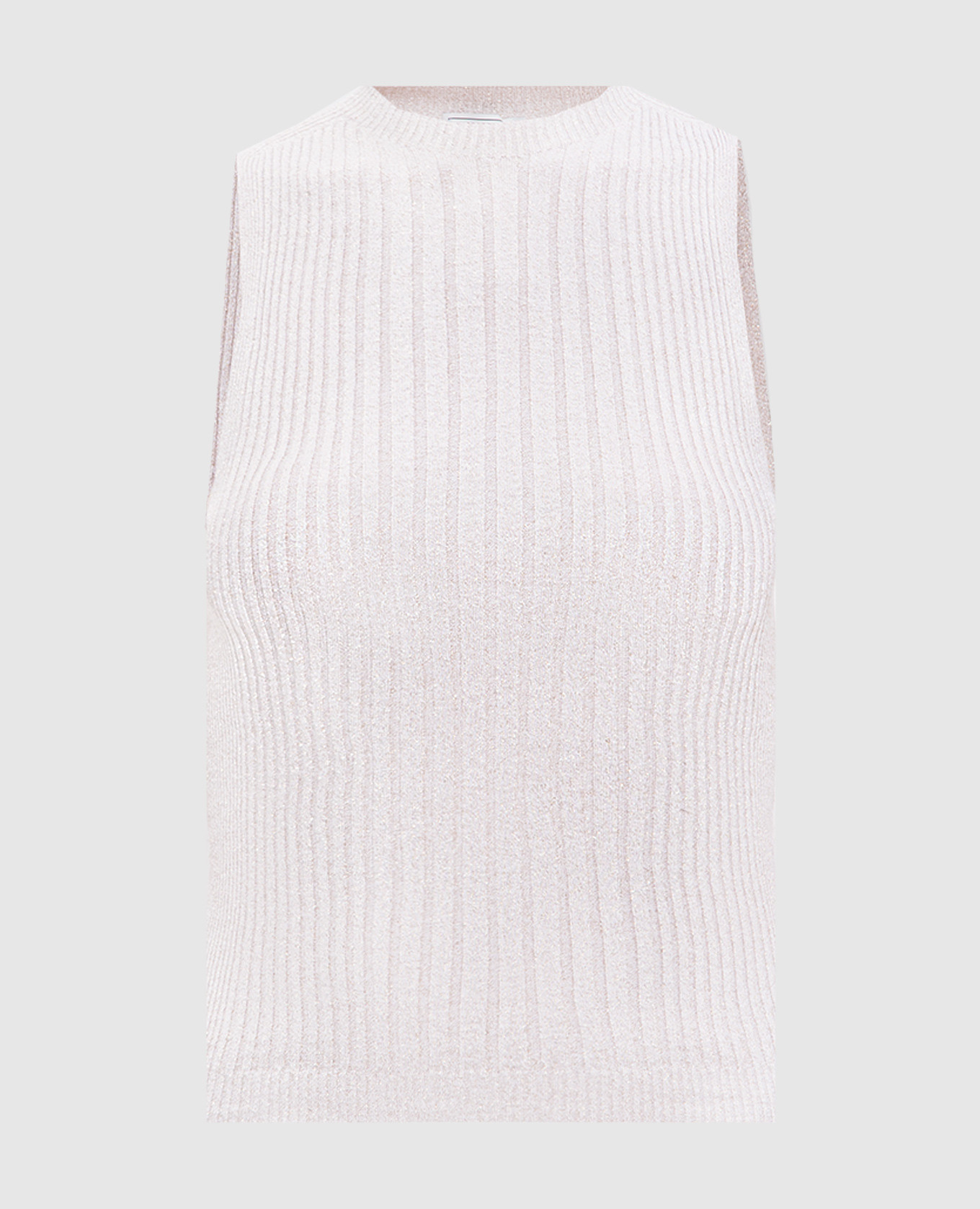 

Beige striped top with lurex Peserico