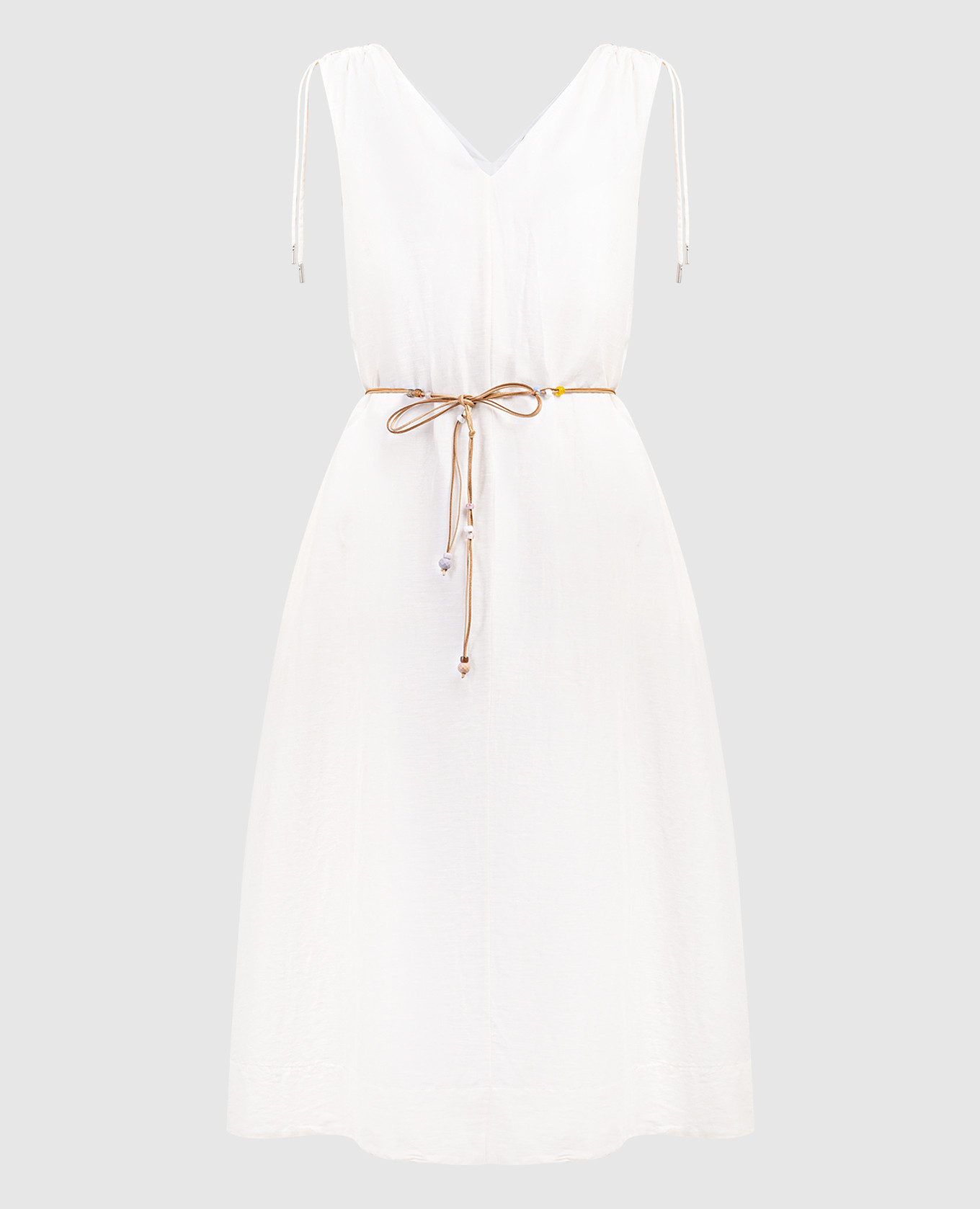 

Beige linen dress with monil chain Peserico