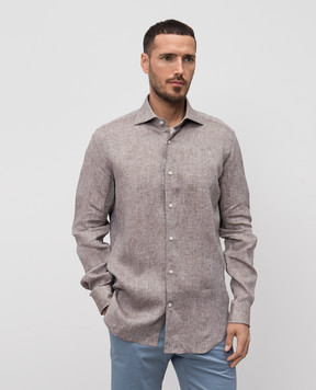 Enrico Mandelli Brown linen shirt TAILOR5701