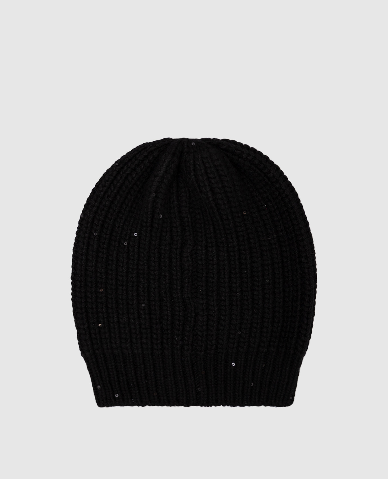 Black cashmere and silk hat with sequins Brunello Cucinelli