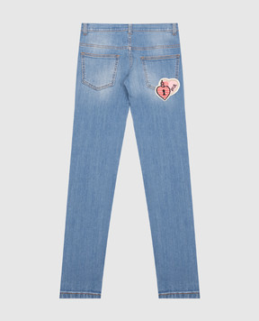Fendi Children's blue jeans with a patch JFF1201012