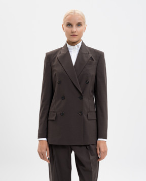 Brunello Cucinelli Brown double-breasted jacket with wool M0W077038