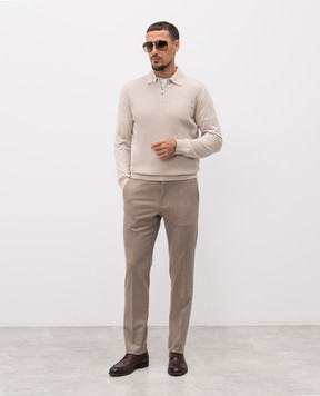 Stefano Ricci Beige cashmere and silk polo shirt K606394P30F25309