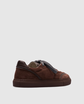 Brunello Cucinelli Brown suede sneakers with a monil chain MZSFG3075P