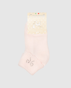 RiminiVeste Coccoli baby pink socks with crystals LOLLO3FS