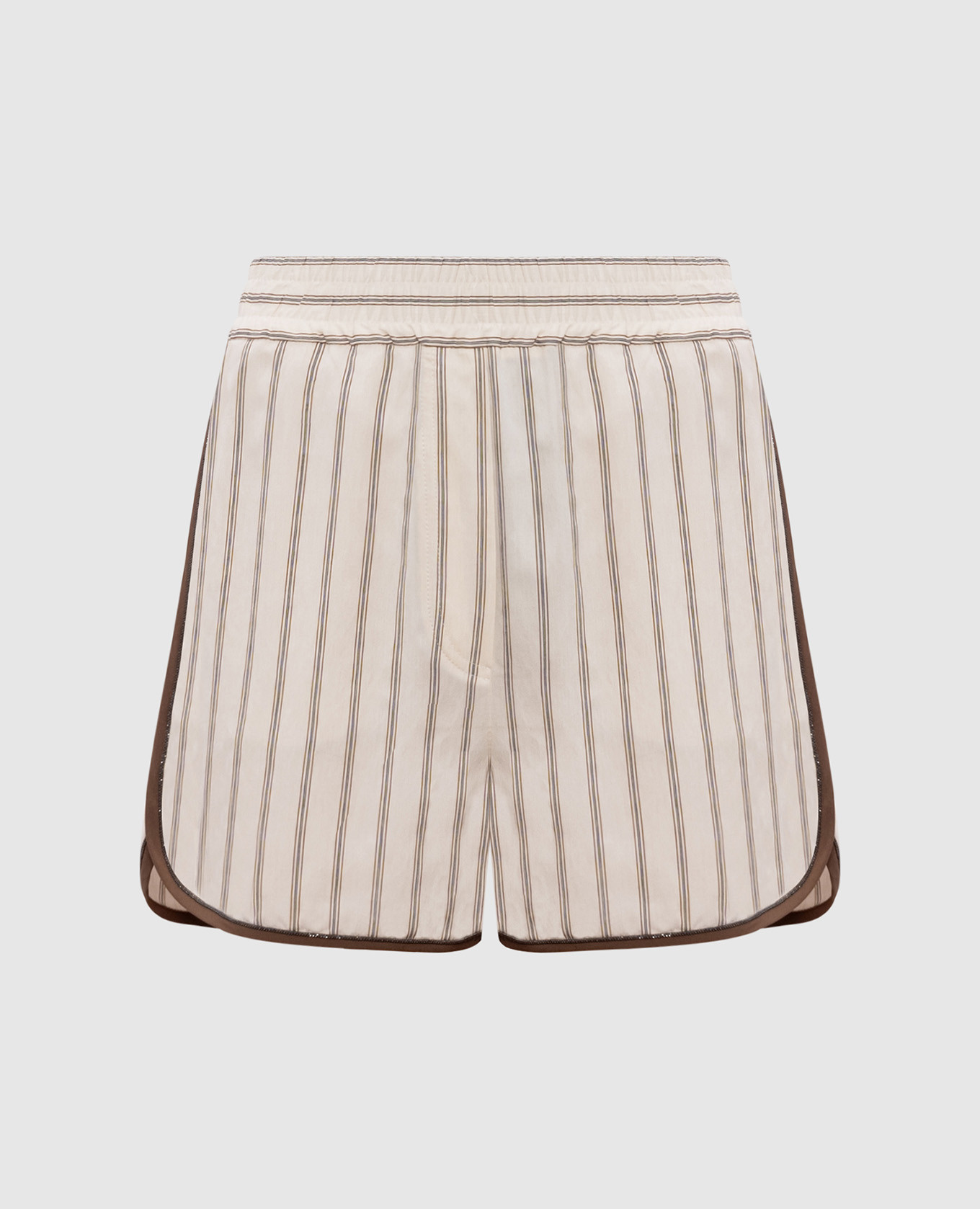 

Beige shorts with striped silk and monil chain Brunello Cucinelli