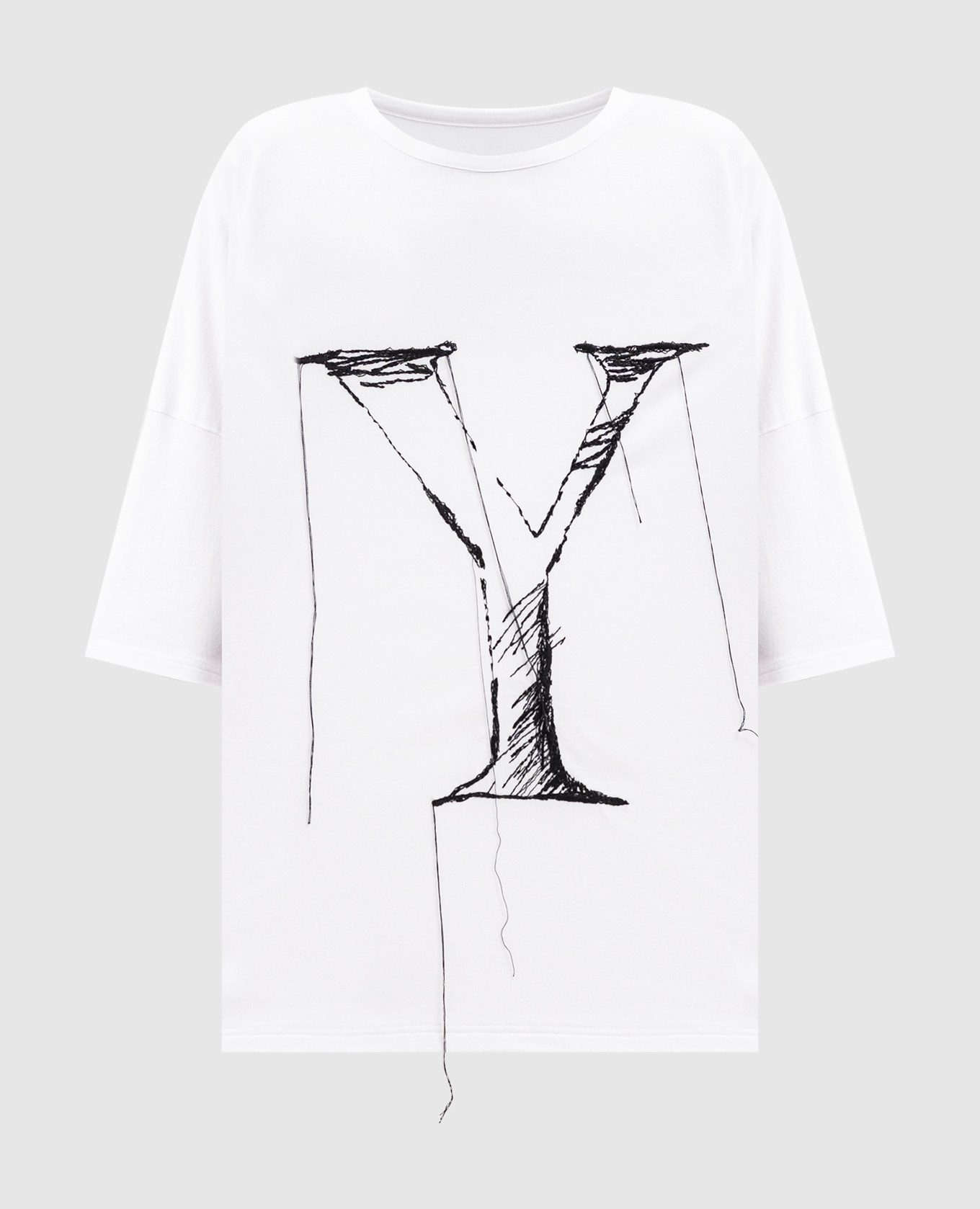 

White t-shirt with contrasting logo monogram embroidery Y`S Yamamoto