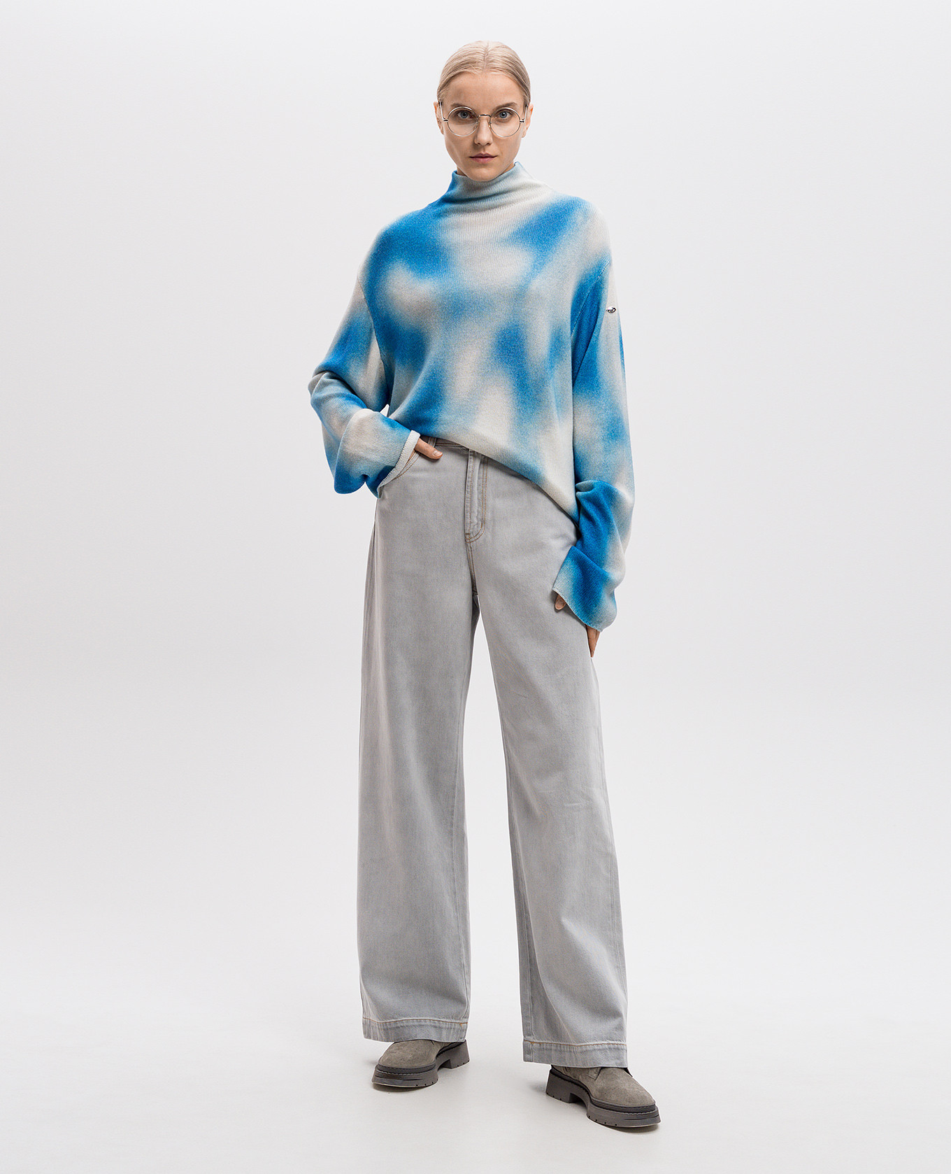 

Blue sweater with wool patterns Goldbergh, Light blue