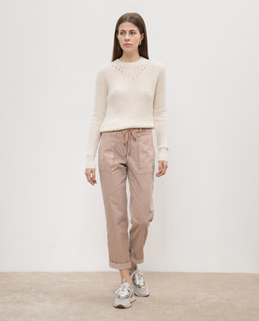 Peserico Beige jumper with sequins S99148F0509110
