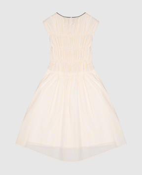Brunello Cucinelli Children's yellow dress with a monil chain made of ekolatuny BH774A042C