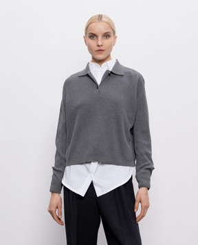 Brunello Cucinelli Gray sweater with monil chain M19194705P