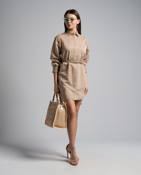 Max Mara BRIOSO beige striped shirt dress BRIOSO