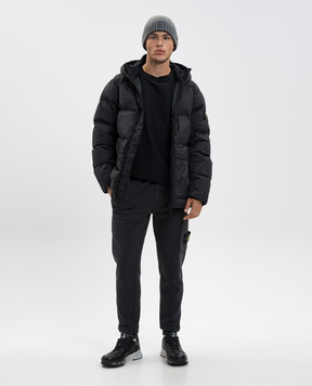 Stone Island Black CRINKLE REPS logo down jacket K2S154100011S0A23