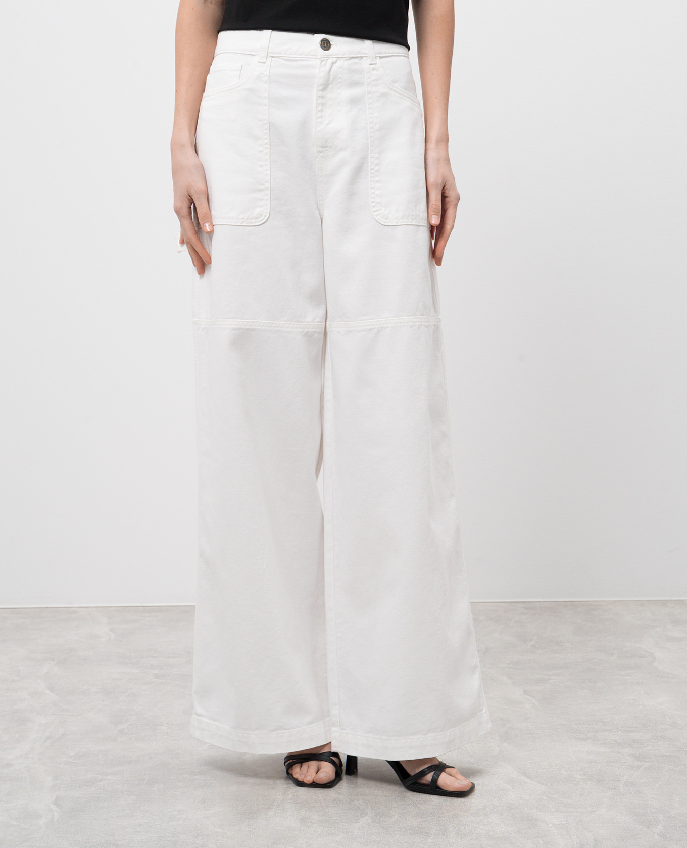 White jeans with logo patch Twinset 3