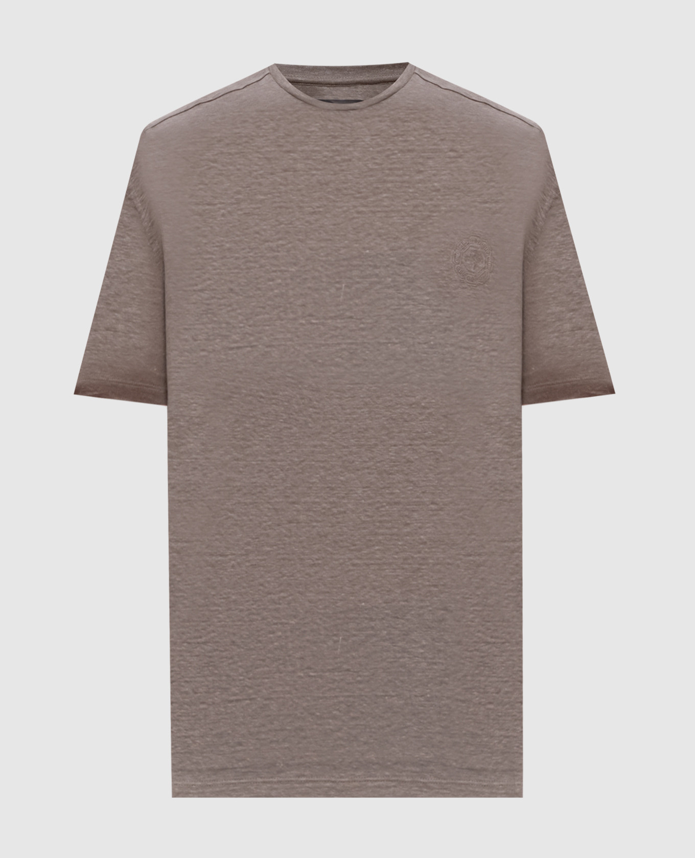 

Beige linen T-shirt with embroidered logo emblem Stefano Ricci