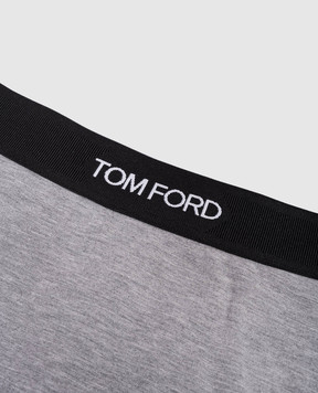 Tom Ford Gray melange high rise briefs with logo print KNJ008JEX011