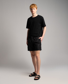 Dolce&Gabbana Black swim shorts with logo patch M4E45TONO06
