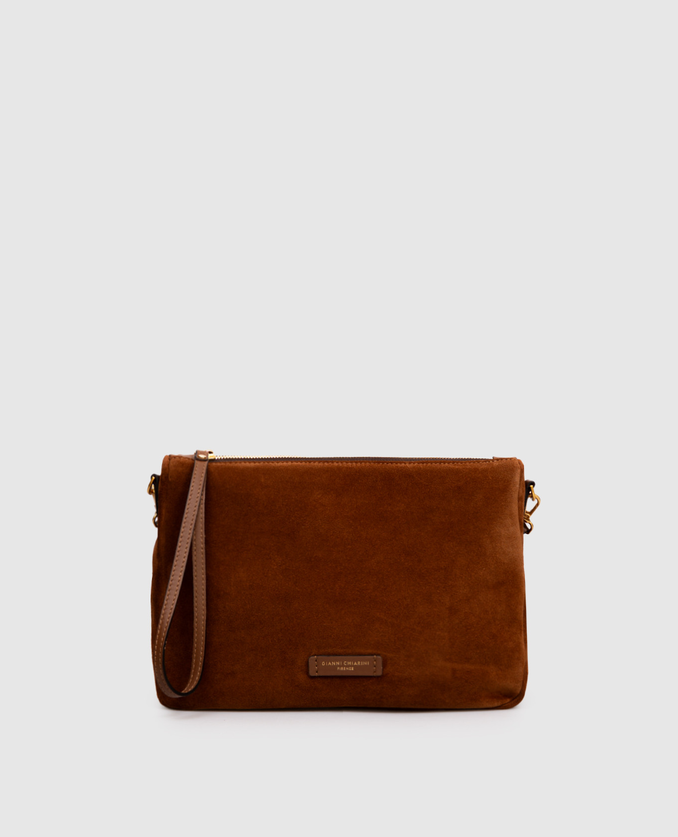 

Brown suede Nora cross-body bag with logo Gianni Chiarini