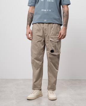 C.P. Company Beige pants with logo MPA169A005694G