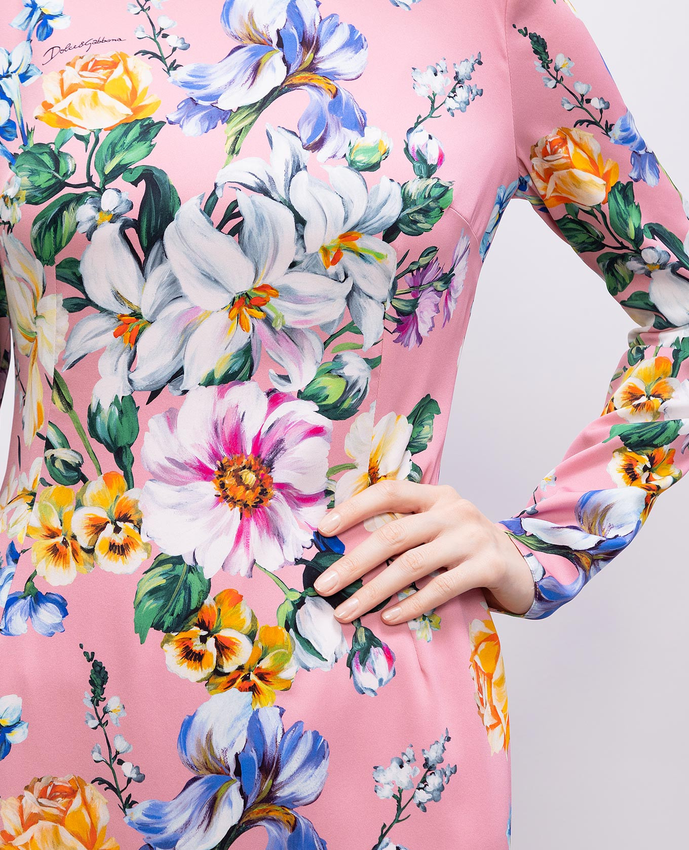 Pink floral print silk midi dress Dolce&Gabbana 5