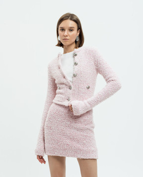 Balenciaga Pink tweed cropped jacket with lurex and BB logo 793604T3328