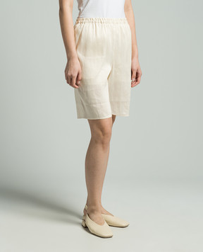 Lou Lou Studio ANDRA beige linen and silk shorts ANDRA