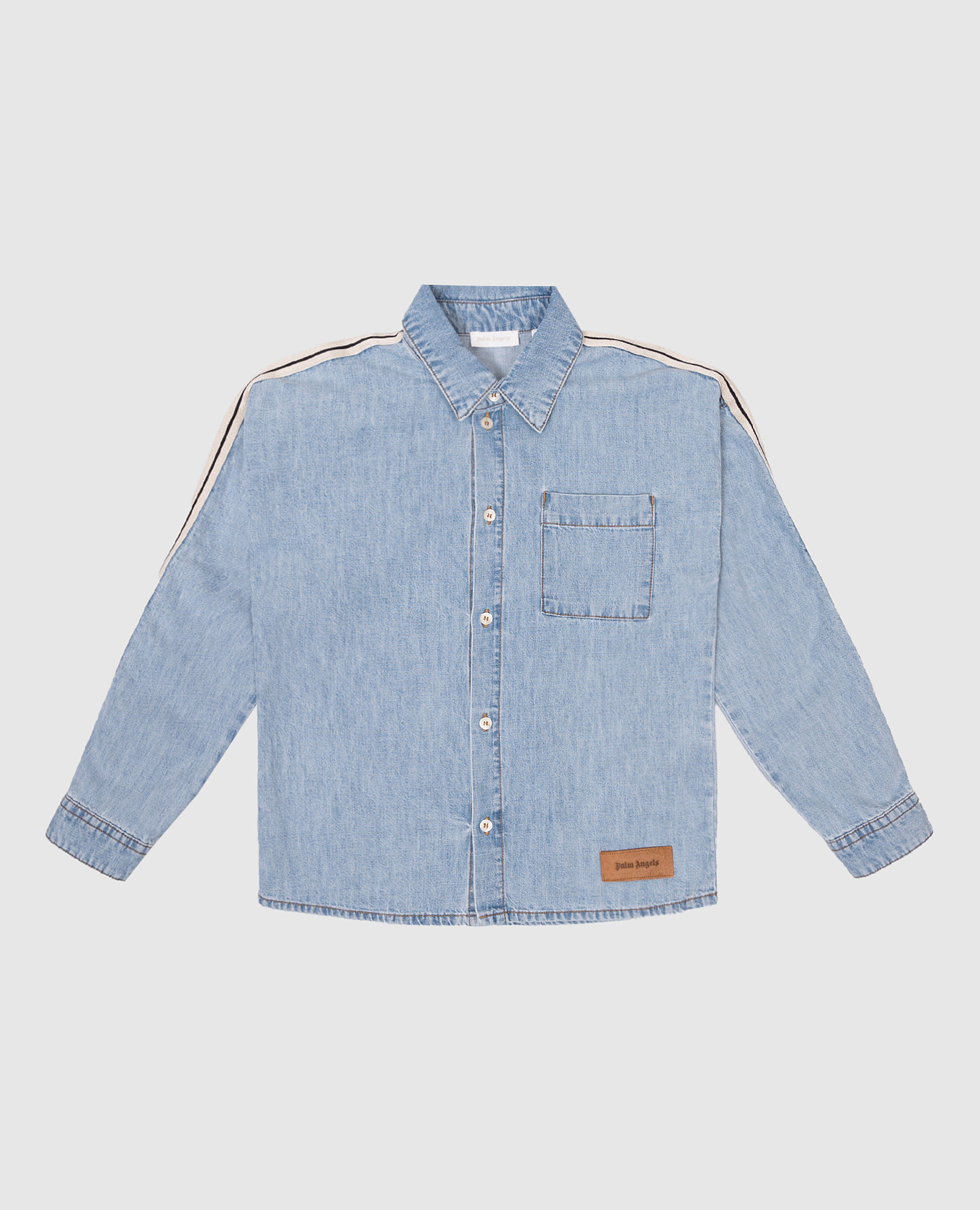 

Children's blue denim shirt with logo Palm Angels, Light blue
