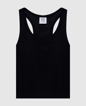 Vetements Black ribbed top with Vet embroidery WH76TT200B