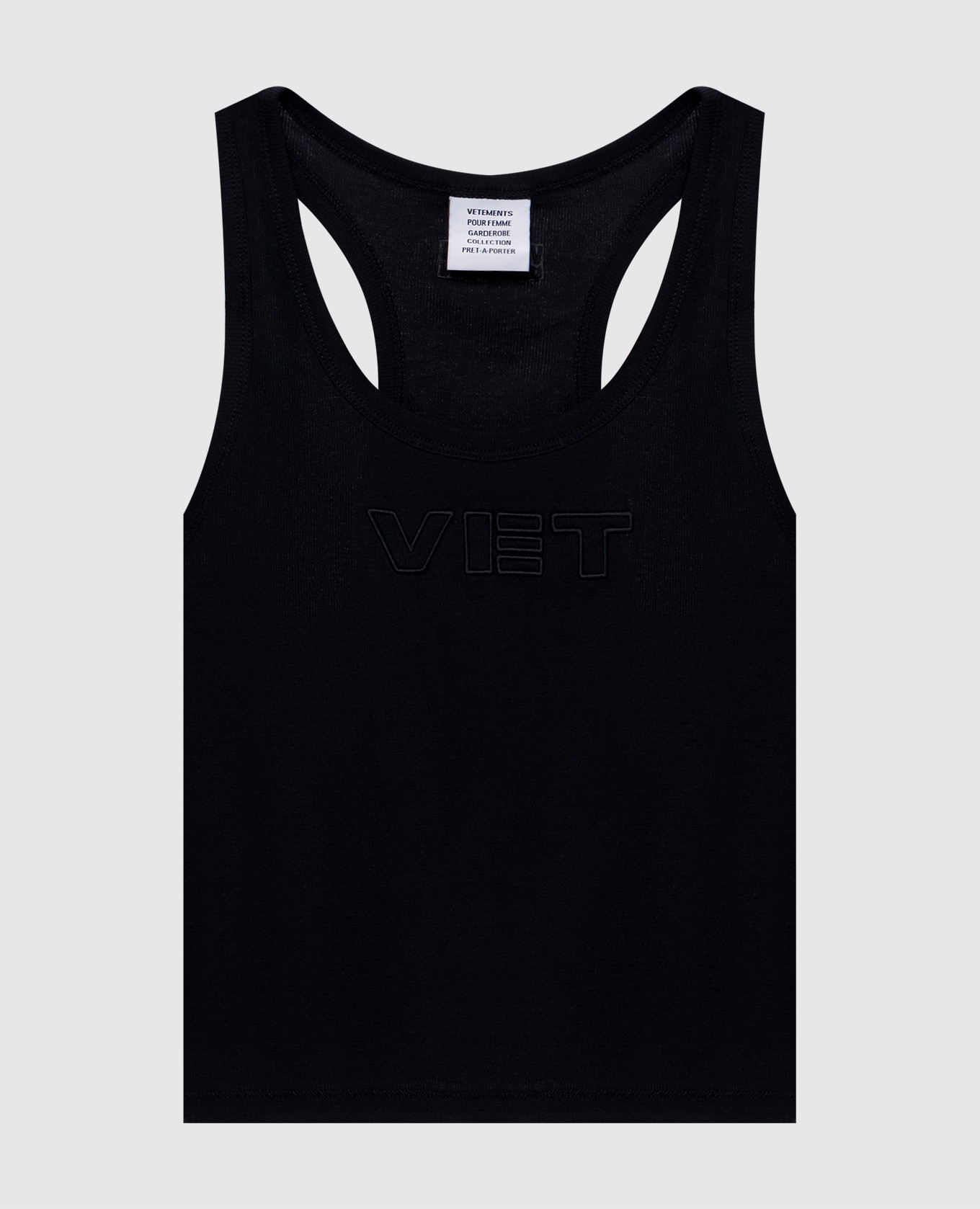 Black ribbed top with Vet embroidery Vetements