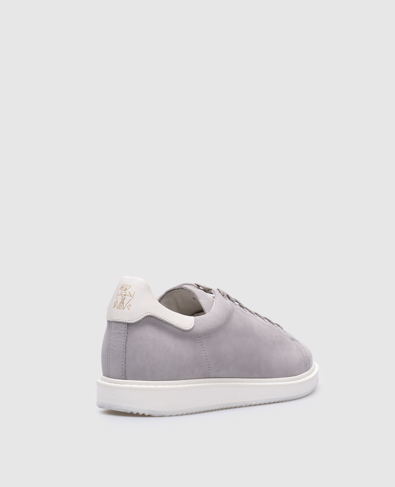 Gray nubuck sneakers with logo Brunello Cucinelli 3