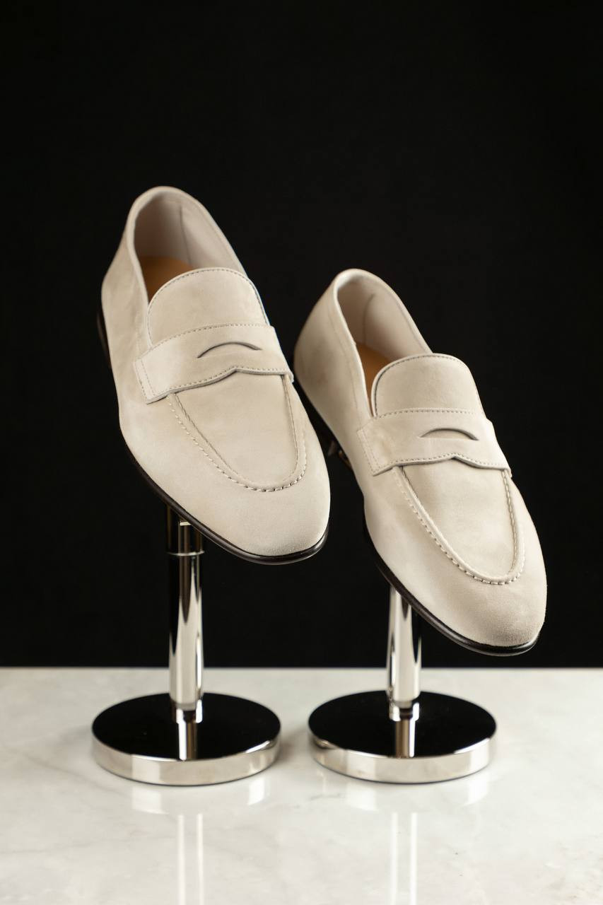 

Gray suede loafers Brunello Cucinelli, Beige
