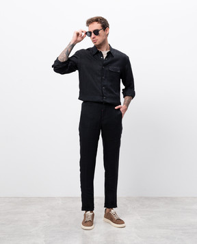 Kiton Black linen pants UPN01H09284