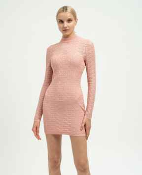Balmain Pink dress in textured pattern PB Labyrinth DF1R8029KG96