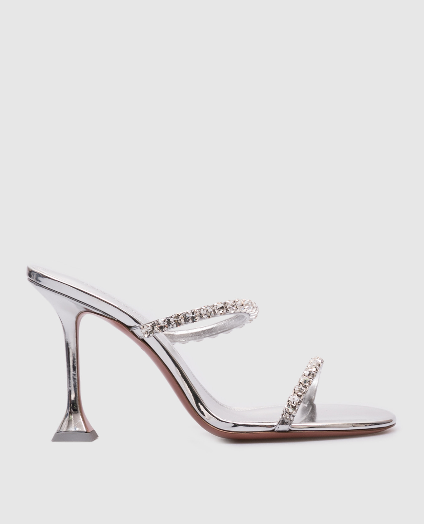 

Gigi silver leather mules with crystals Amina Muaddi