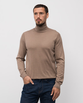 Stefano Ricci Brown cashmere and silk turtleneck K606125D01F25302