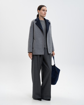 Heresis Gray cropped wool coat DG8070H420