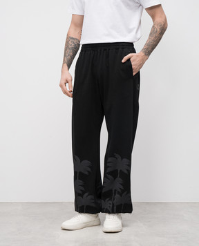 Palm Angels Black joggers with print PMCH025S25FLE001