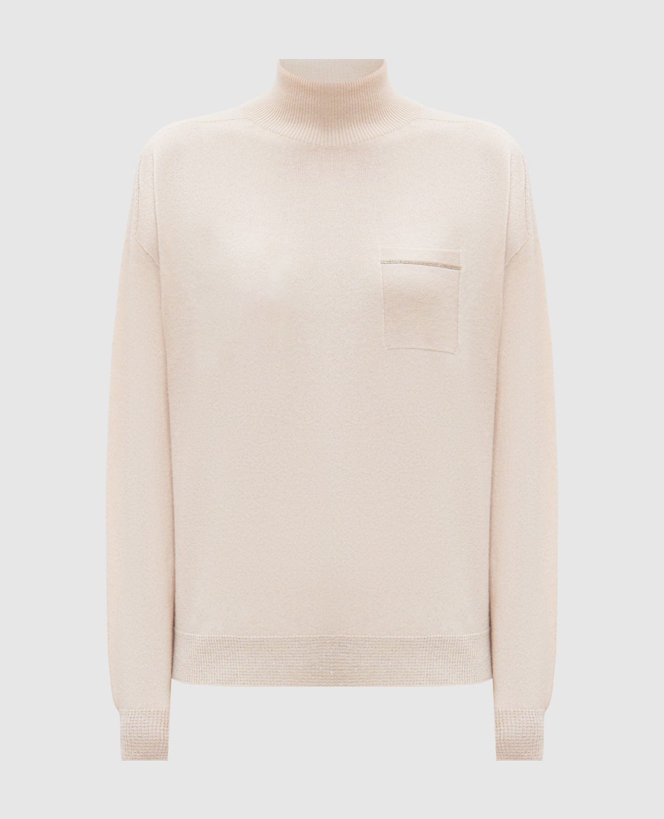 

Beige cashmere sweater with monil chain with lurex Peserico