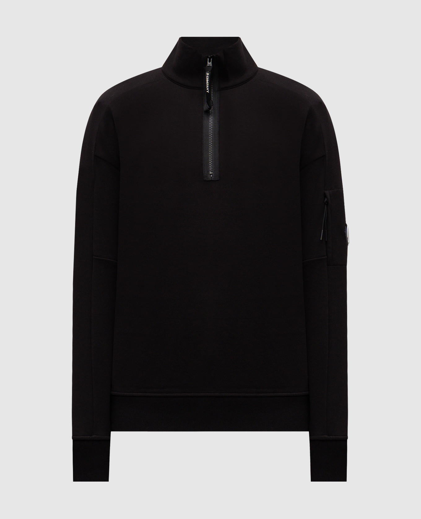 Black sweatshirt with logo patch C.P. Company
